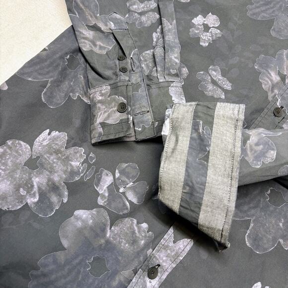 Descendant of Thieves Floral Long Sleeve Button Down Shirt Size Ash Black Size L - Picture 6 of 12